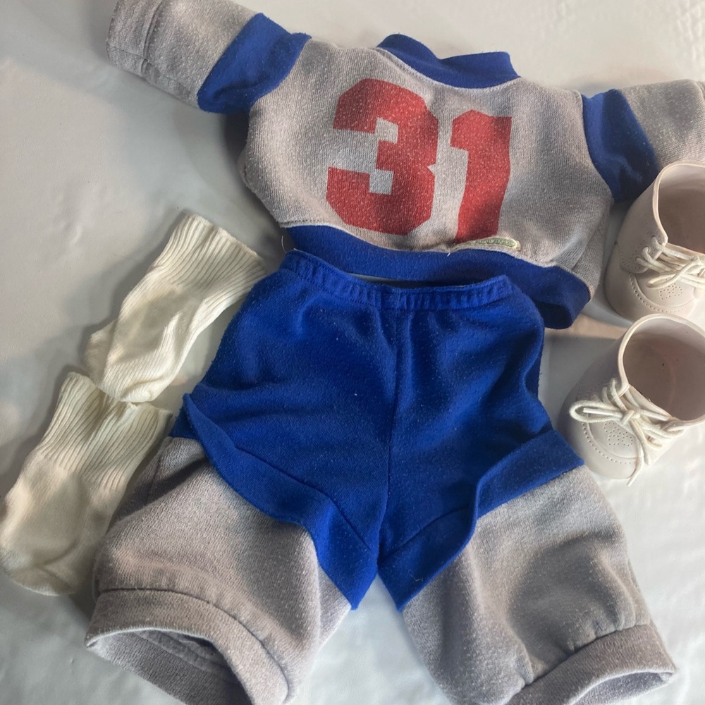 Cabbage Patch Kid Sweat Suit Sweatshirt Grey Blue shoes